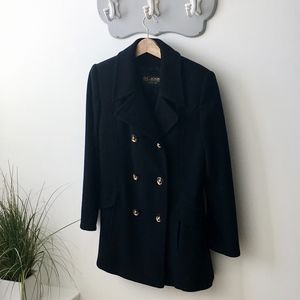 St John Knits Cashmere and Wool Black Peacoat